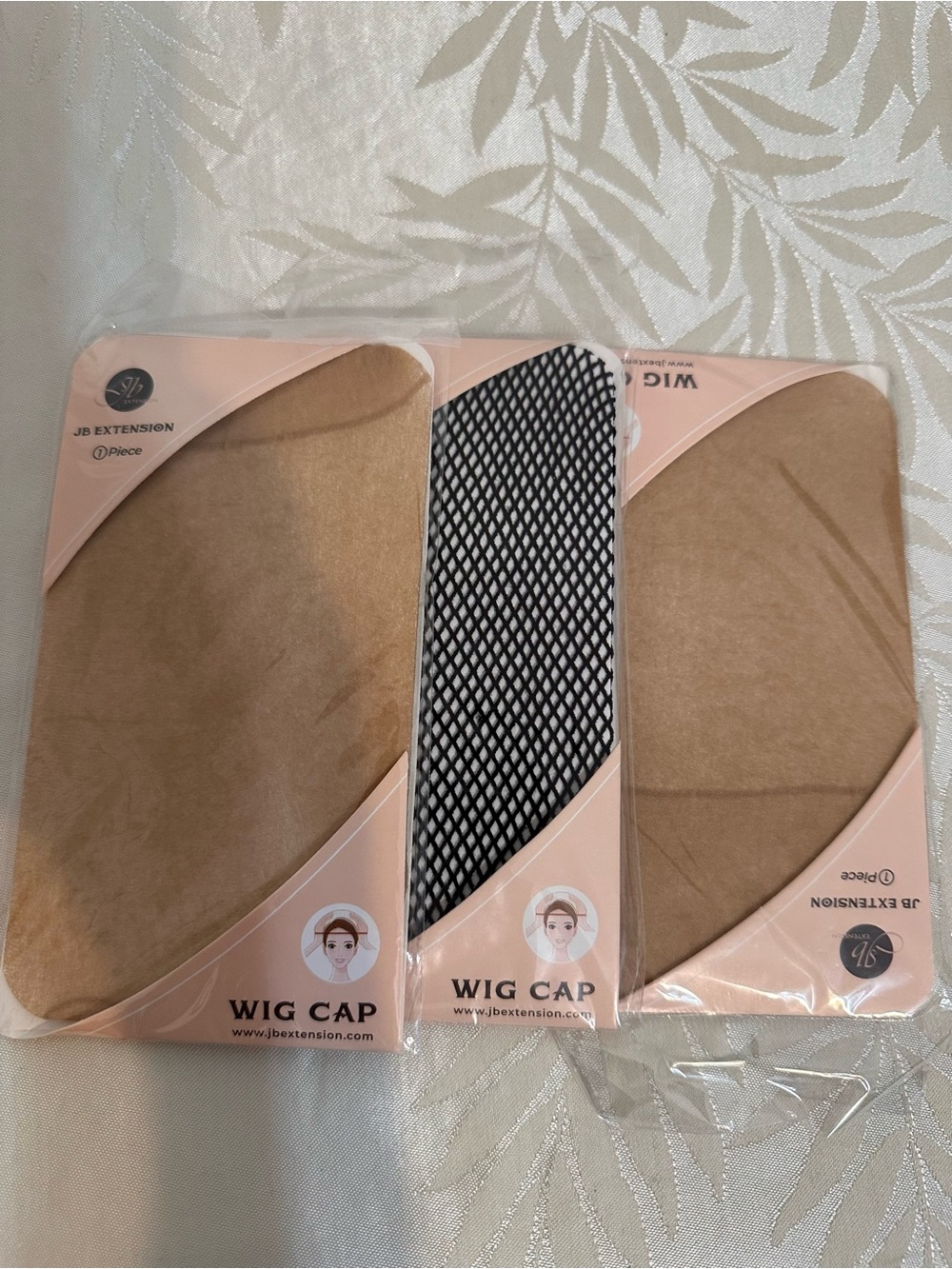 Beige & Black Wig Cap Pack